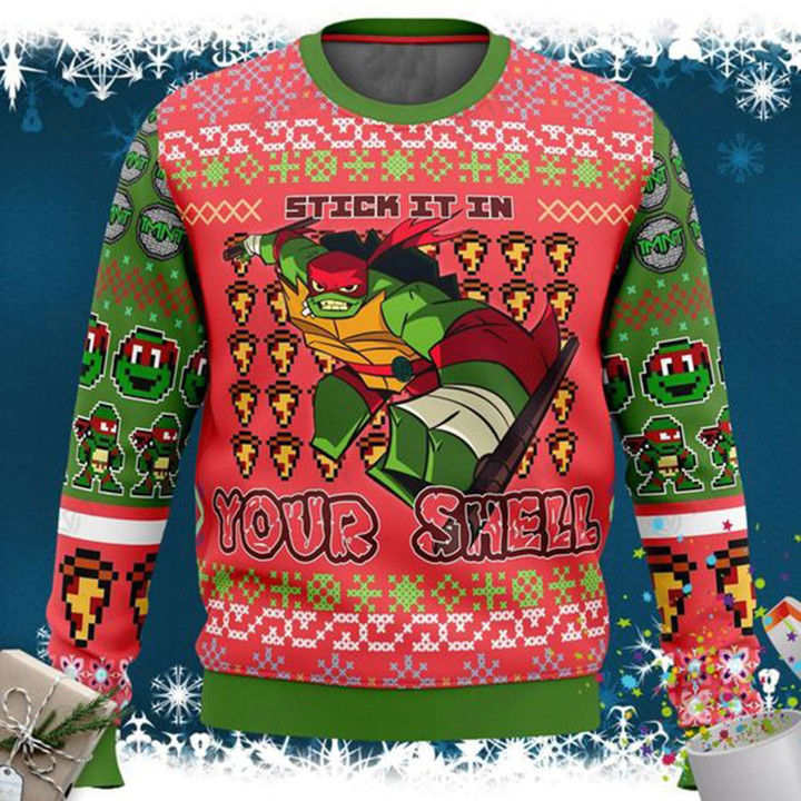 Stick It In Your Shell Teenage Mutant Ninja Turtles Merry Christmas Xmas Tree Xmas Gift Ugly Sweater