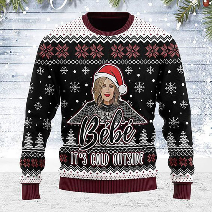 Bebe Its Cold Outside Funny Schitts Creek David Moira Merry Christmas Xmas Tree Xmas Gift Ugly Sweater