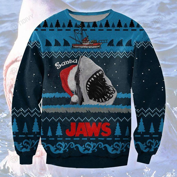 Jaws Shark Lover Jaws Shark Santa Merry Christmas Xmas Tree Xmas Gift Ugly Sweater