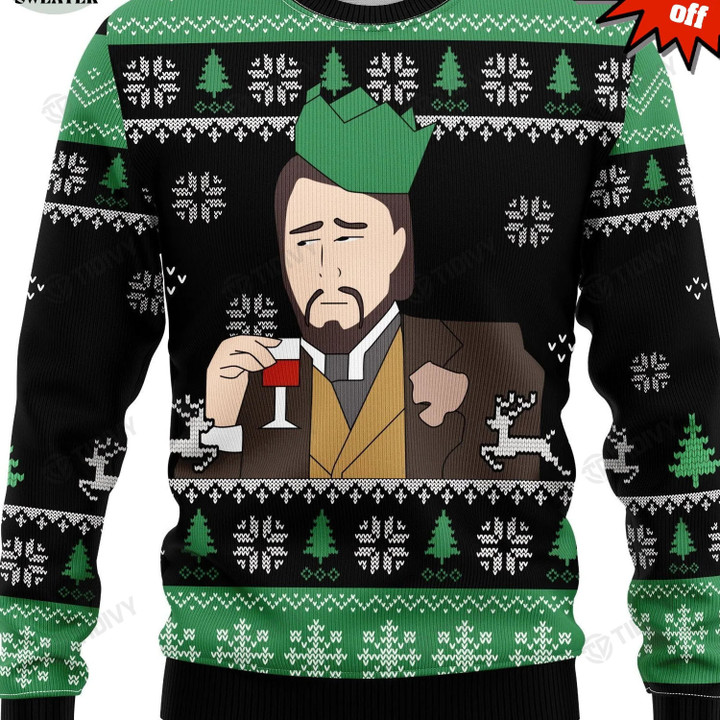 Leonardo Dicaprio Drinking Meme Funny Leonardo Dicaprio Merry Christmas Xmas Tree Xmas Gift Ugly Sweater