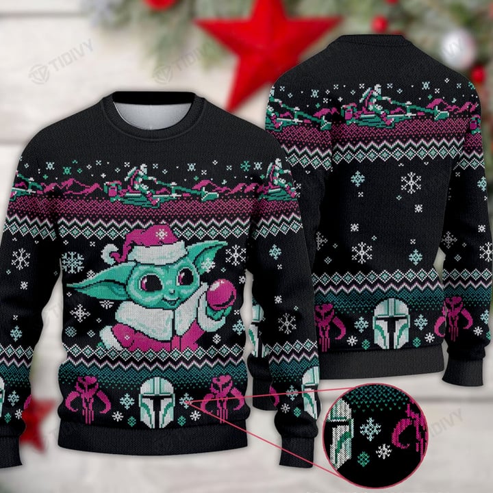Cute Baby Yoda The Mandalorian Star Wars Merry Christmas Xmas Tree Xmas Gift Ugly Sweater