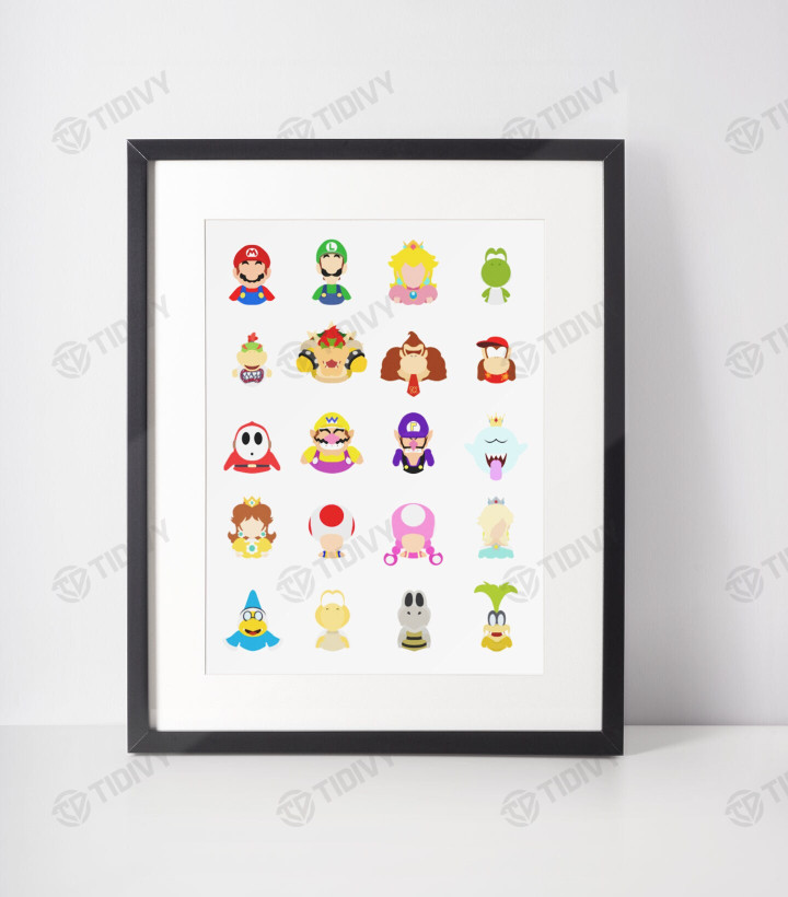 Super Mario Character The Super Mario Bros Movie Mushroom Kingdom Mario Luigi Bowser Princess Peach Wall Art Print Poster