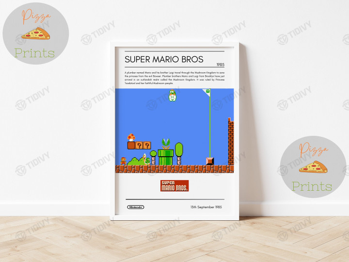 Super Mario Bros 1985 The Super Mario Bros Movie Mushroom Kingdom Mario Luigi Bowser Princess Peach Wall Art Print Poster