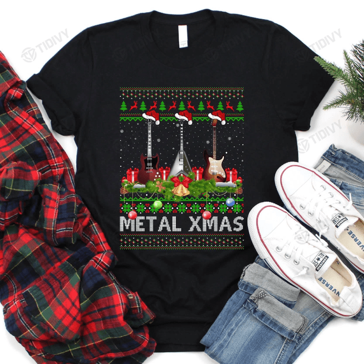 Merry Christmas Music Guitar Christmas TRee Jingle Bell Christmas Music Graphic Unisex T Shirt, Sweatshirt, Hoodie Size S - 5XL