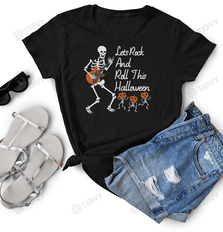 Halloween Music Happy Halloween Trick Or Treat Music Halloween Pumpkin Skeleton Guitar  Graphic Unisex T Shirt, Sweatshirt, Hoodie Size S - 5XL