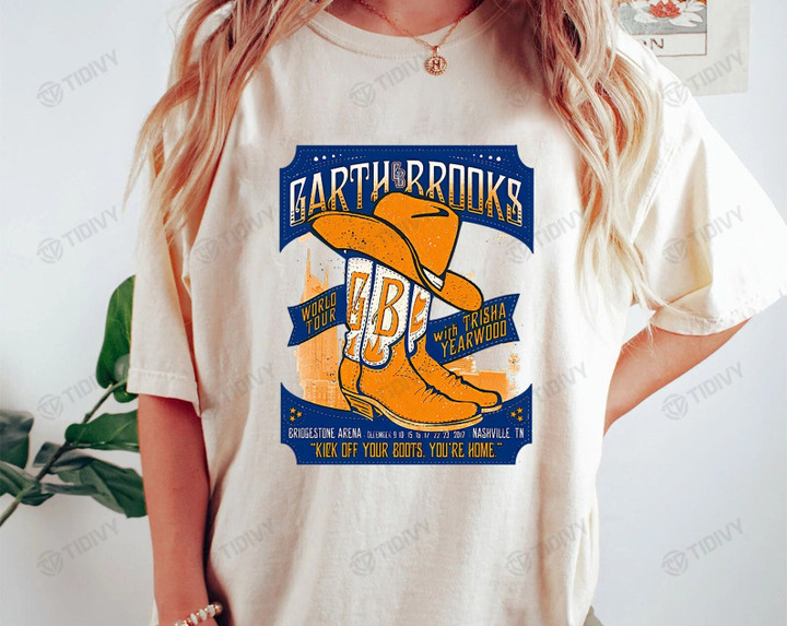 Garth Brooks Texas Boot Garth World Tour Garth x Trisha Yearwood Country Music Vintage Rock N Roll Music Graphic Unisex T Shirt, Sweatshirt, Hoodie Size S - 5XL