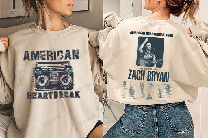 Zach Bryan Tour 2022 American Heartbreak Tour 2022 Country Music Cowboy Vintage Rock N Roll Music Two Sided Graphic Unisex T Shirt, Sweatshirt, Hoodie Size S - 5XL