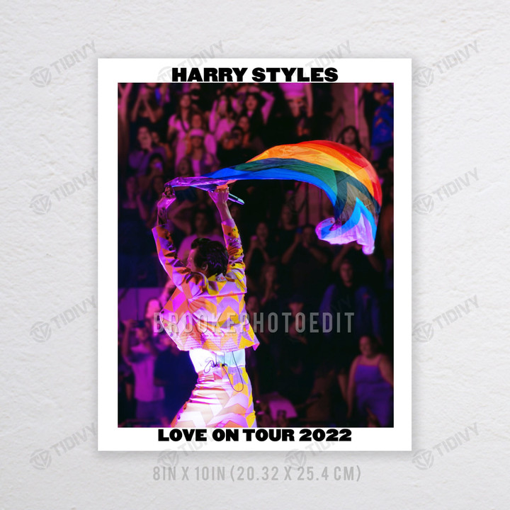 LGBT Rainbow Flag Harry Styles Love On Tour 2022 2023 Harry's House Fine Line Wall Art Print Poster