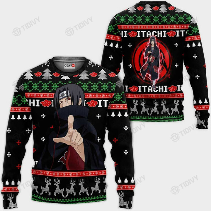 Akatsuki Itachi Uchiha Merry Christmas Naruto Shippuden Anime Manga Classic Retro Vintage Xmas Ugly Sweater