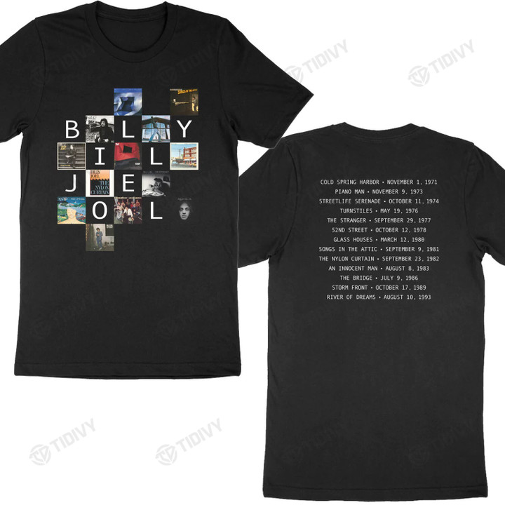 Billy Joel In Concert Tour 2022 Billy Joel Retro Vintage Album List Two Sided Graphic Unisex T Shirt, Sweatshirt, Hoodie Size S - 5XL