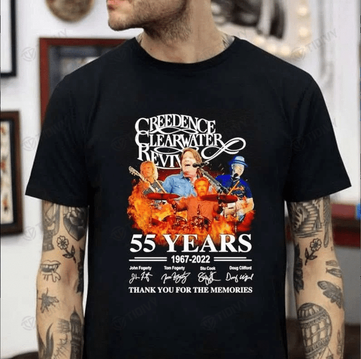 John Fogerty Creedence Clearwater Revival 55 Years 1967-2022 Thank You For The Memories Graphic Unisex T Shirt, Sweatshirt, Hoodie Size S - 5XL