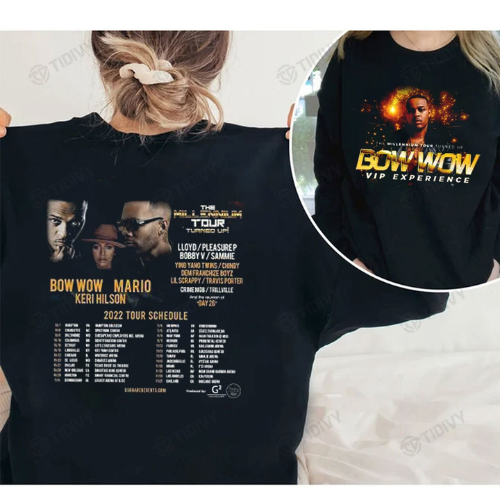 The millennium Tour Turned Up The millennium Tour New 2022 Bow Wow Mario Keri Hilson New Tour 2022 Two Sided Graphic Unisex T Shirt, Sweatshirt, Hoodie Size S - 5XL
