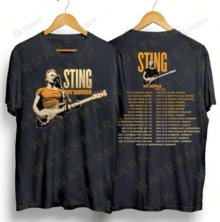 Sting My Songs Tour 2022 Sting Songs Live Tour 2022 Vintage Two Sided Graphic Unisex T Shirt, Sweatshirt, Hoodie Size S - 5XL