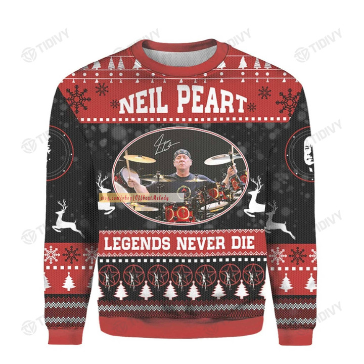 Rush Rock Neil Peart Drummer Legend Never Die Merry Christmas Rush Band Rock Musical Xmas Gift Ugly Sweater