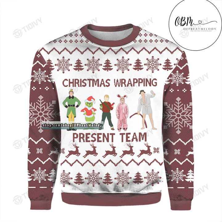 Christmas Wrapping Present Team Merry Christmas Elf Christmas Vacation Xmas Classic Movie Ugly Sweater