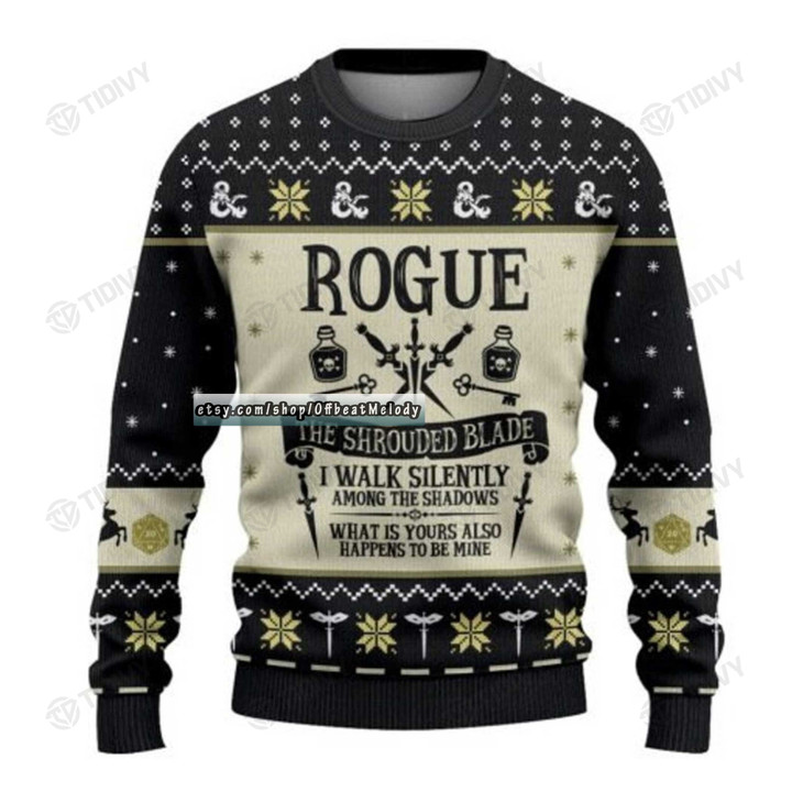 DnD Classes Collection Merry Christmas Dungeons And Dragons DnD Class Rogue XMas Gift Ugly Sweater
