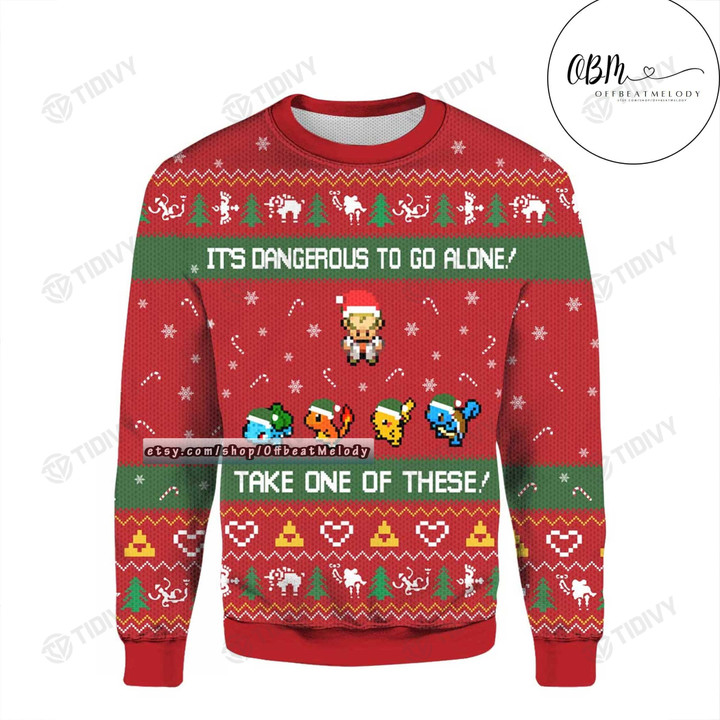Its Dangerous To Go Alone Take One Of These Merry Christmas Pokemon Cartoon Movie Xmas Gift Ugly Sweater