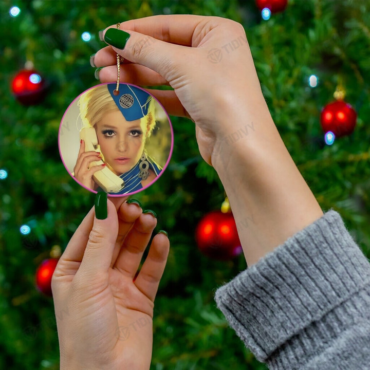 Britney Spears Merry Christmas Holiday Christmas Tree Xmas Gift Ceramic Circle Ornament