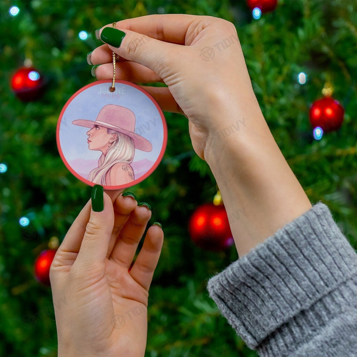 Lady GaGa Merry Christmas Holiday Christmas Tree Xmas Gift Santa Claus Ceramic Circle Ornament