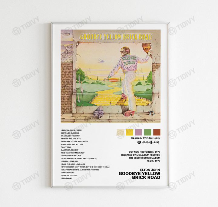 Elton John Album Goodbye Yellow Brick Road Retro Vintage Wall Art Print Poster