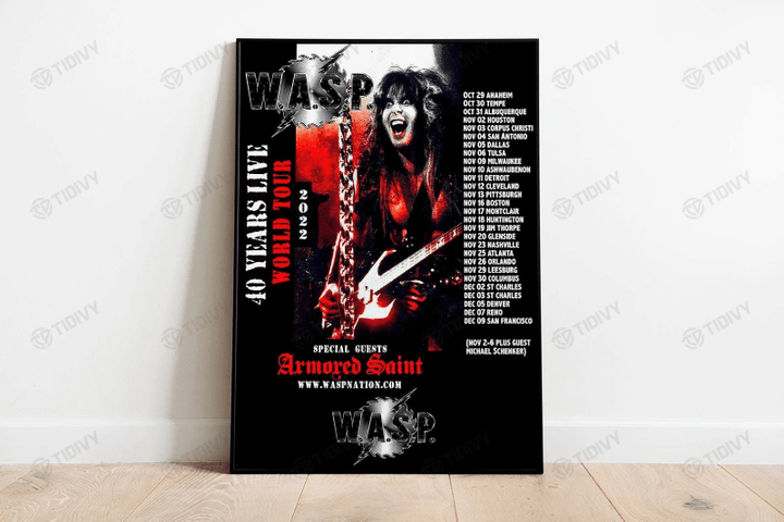 W.A.S.P Wasp 40 Years Live World Tour 2022 WASP Band Album 2022 Wall Art Print Poster