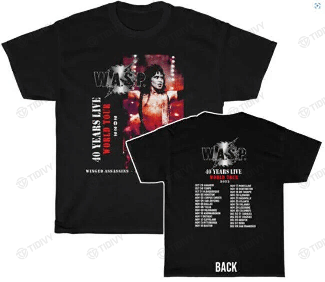 W.A.S.P Wasp 40 Years Live World Tour 2022 WASP Band Album 2022 Two Sided Graphic Unisex T Shirt, Sweatshirt, Hoodie Size S - 5XL