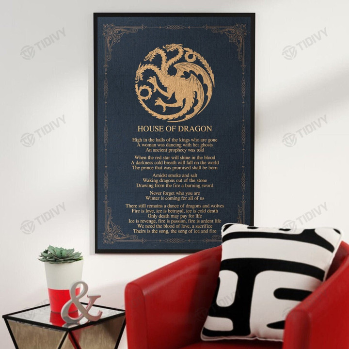 House Targaryen House of The Dragon Fire and Blood Game Of Thrones Wall Art Print Poster