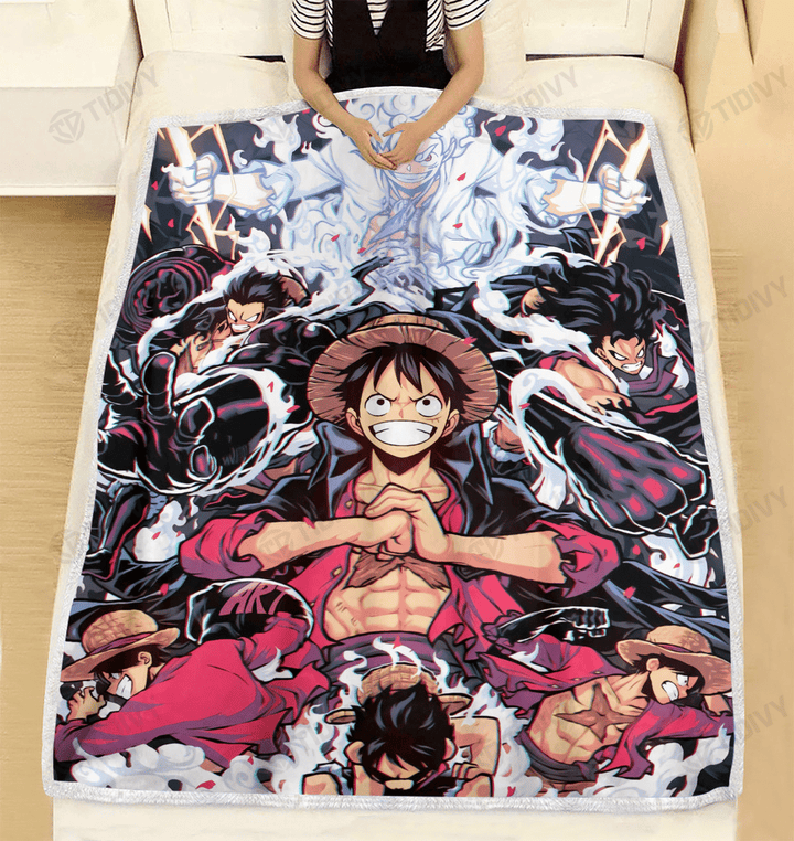 Monkey D Luffy One Piece Character Straw Hat Pirates Members One Piece Manga Anime Cozy Fleece Blanket Sherpa Blanket