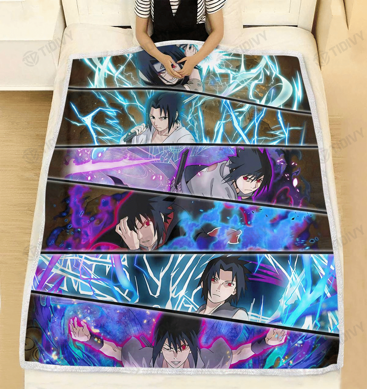 Uchiha Sasuke Chidori Naruto Anime Manga Cozy Fleece Blanket Sherpa Blanket
