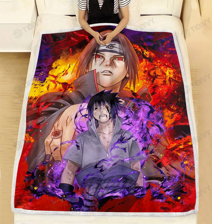 Uchiha Sasuke Uchiha Itachi Naruto Anime Manga Cozy Fleece Blanket Sherpa Blanket