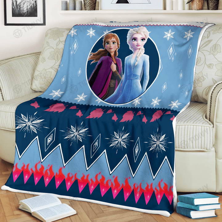 Frozen Elsa Merry Christmas Ugly Sweater Pattern Cozy Fleece Blanket Sherpa Blanket
