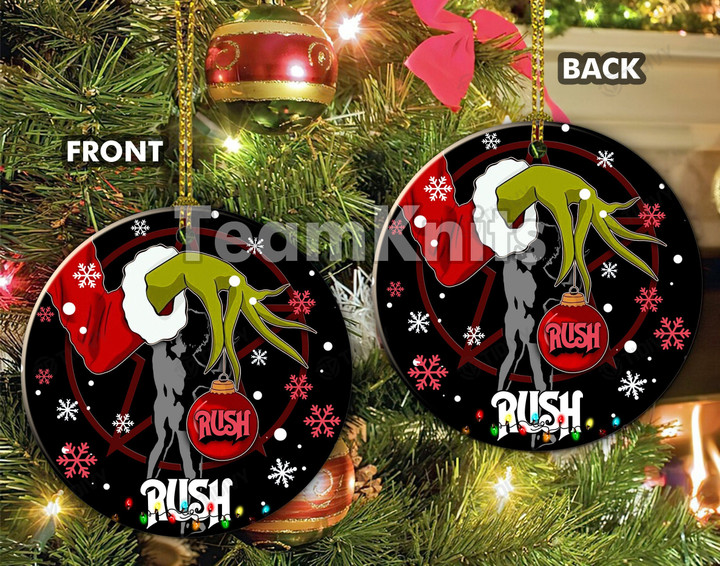 Rush Band Rush Rock Music Band Vintage Merry Christmas Happy Xmas Gift Xmas Tree Ceramic Circle Ornament