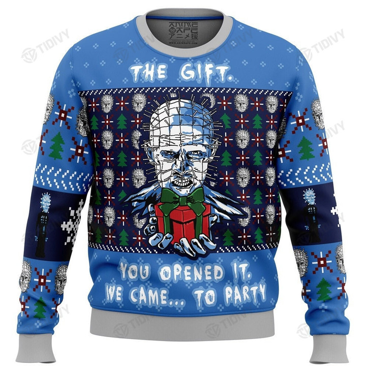 Hellraiser The Gift You Opened It We Came To Party Merry Christmas Happy Xmas Gift Xmas Tree Ugly Sweater