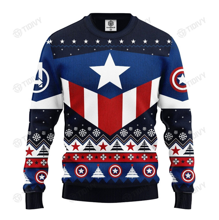 Captain Americas Outfit Avengers Merry Christmas Happy Xmas Gift Xmas Tree Ugly Sweater