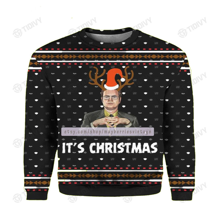 The Office Dwight Schrute It’s Christmas Merry Christmas Happy Xmas Gift Xmas Tree Ugly Sweater