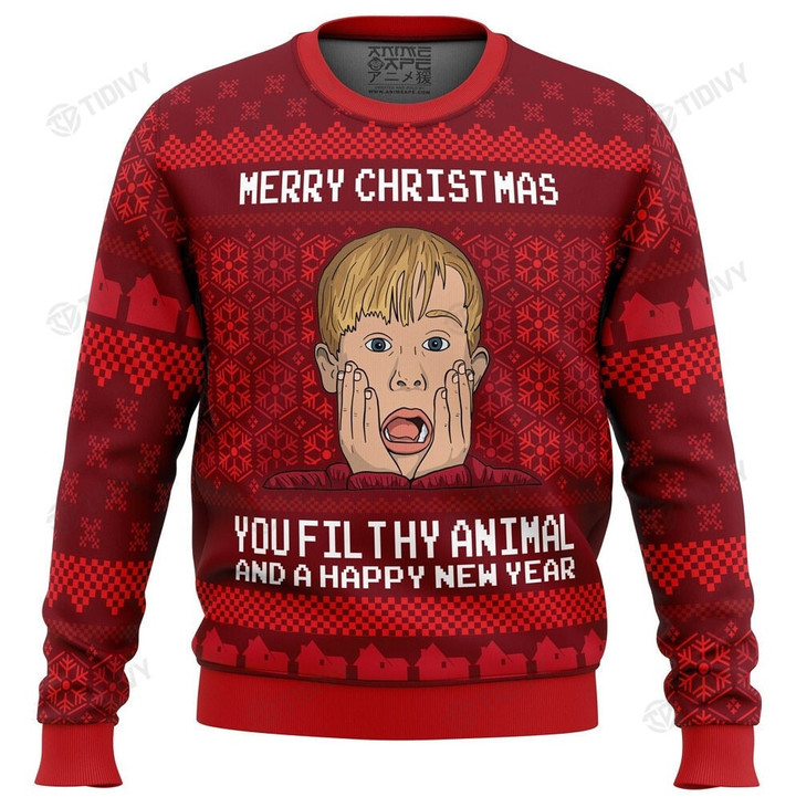 Kevin Home Alone Merry Xmas You Filthy Animal And A Happy New Year Merry Christmas Happy Xmas Gift Xmas Tree Ugly Sweater