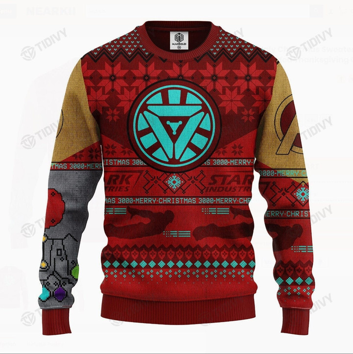 Iron Mans Outfit Avengers Merry Christmas Happy Xmas Gift Xmas Tree Ugly Sweater