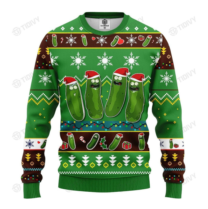Pickle Rick Rick and Morty Merry Christmas Happy Xmas Gift Xmas Tree Ugly Sweater
