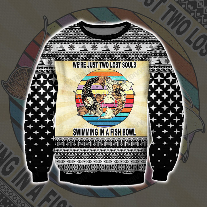 Pink Floyd We're Just Two Lost Souls Swimming In a Fish Bowl Merry Christmas Happy Xmas Gift Xmas Tree Ugly Sweater