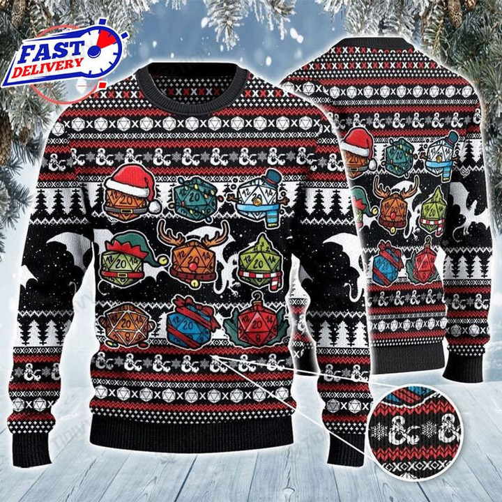 Dungeons And Dragons Classes DnD Merry Christmas Happy Xmas Gift Xmas Tree Ugly Sweater