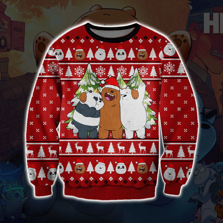 We Bare Bears Merry Christmas Happy Xmas Gift Xmas Tree Ugly Sweater