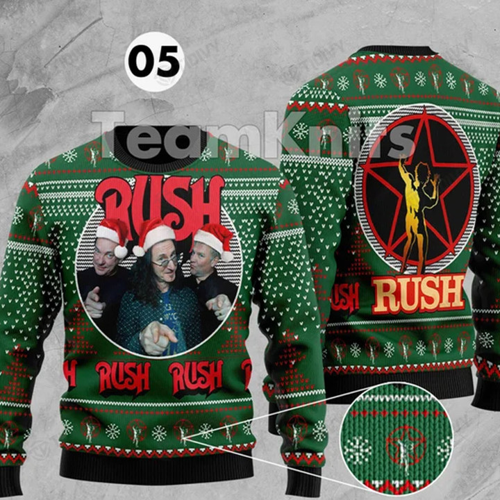 Rock Band Vintage Rush Band Rock Music Merry Christmas Happy Xmas Gift Xmas Tree Ugly Sweater