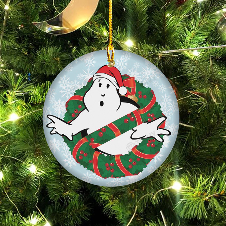 Ghostbusters Xmas Movie Merry Christmas Happy Xmas Gift Xmas Tree Ceramic Circle Ornament