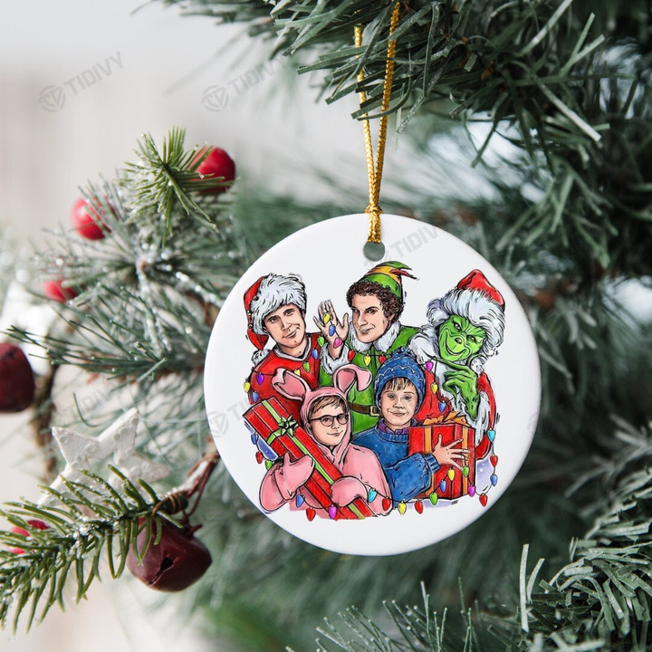 Christmas Movie Characters Elf Home Alone Christmas Vacation Merry Christmas Happy Xmas Gift Xmas Tree Ceramic Circle Ornament