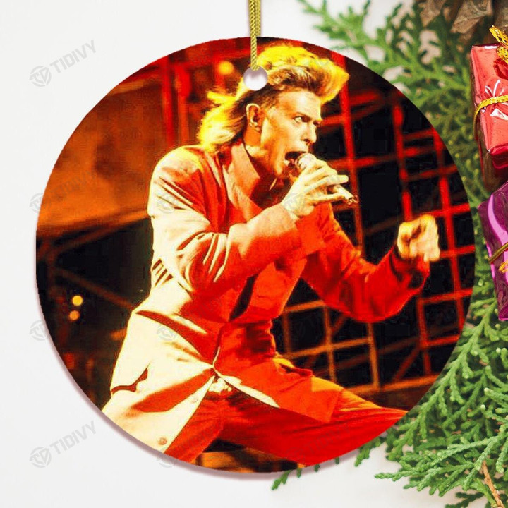David Bowie Merry Christmas Happy Xmas Gift Xmas Tree Ceramic Circle Ornament