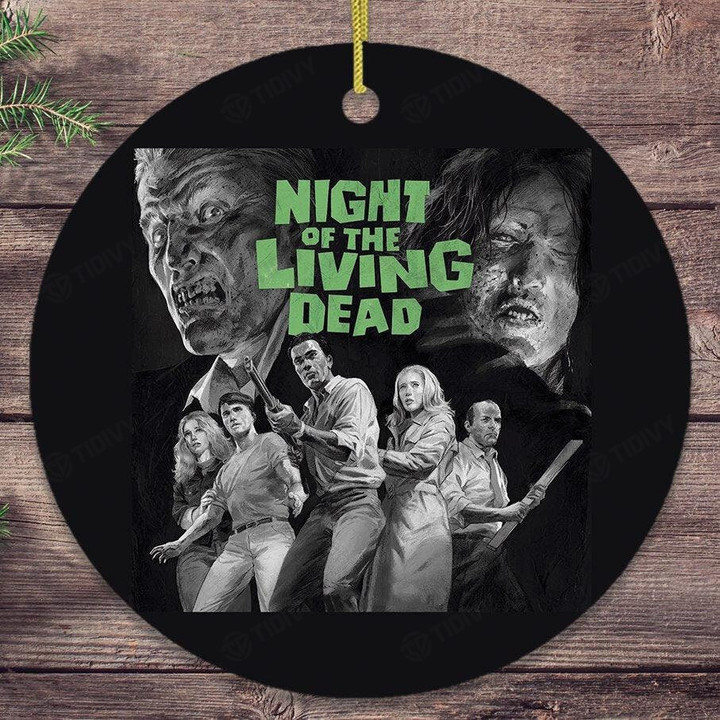 Night of The Living Dead Horror Movie Classic Merry Christmas Happy Xmas Gift Xmas Tree Ceramic Circle Ornament