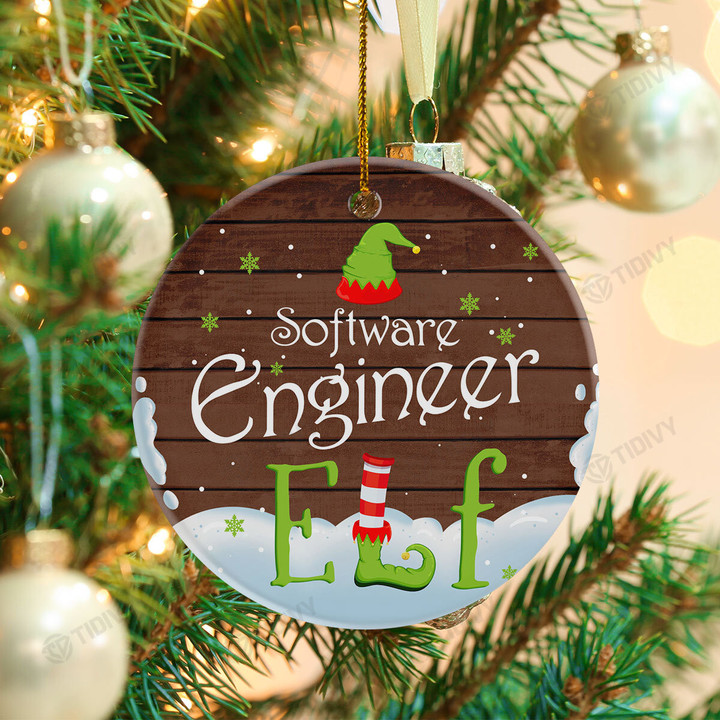 Software Engineer Elf Xmas Movie Merry Christmas Happy Xmas Gift Xmas Tree Ceramic Circle Ornament