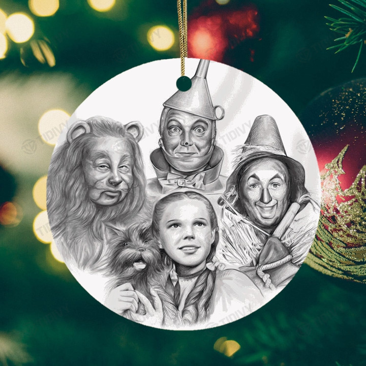 Vintage Wizard of Oz Classic Movie Merry Christmas Happy Xmas Gift Xmas Tree Ceramic Circle Ornament
