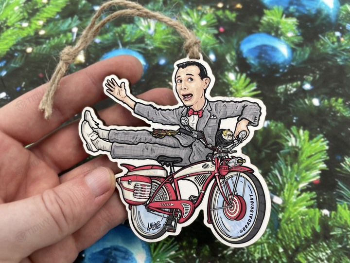 Pee Wee & His Bike Merry Christmas Happy Xmas Gift Xmas Tree Wooden/Acrylic Ornament