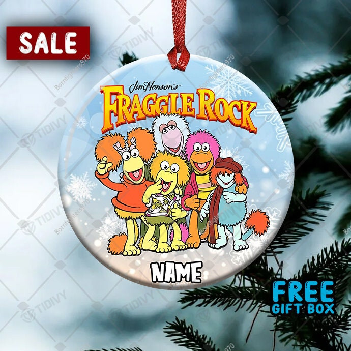 Custom Name The Muppets Fraggle Rock Merry Christmas Happy Xmas Gift Xmas Tree Ceramic Circle Ornament